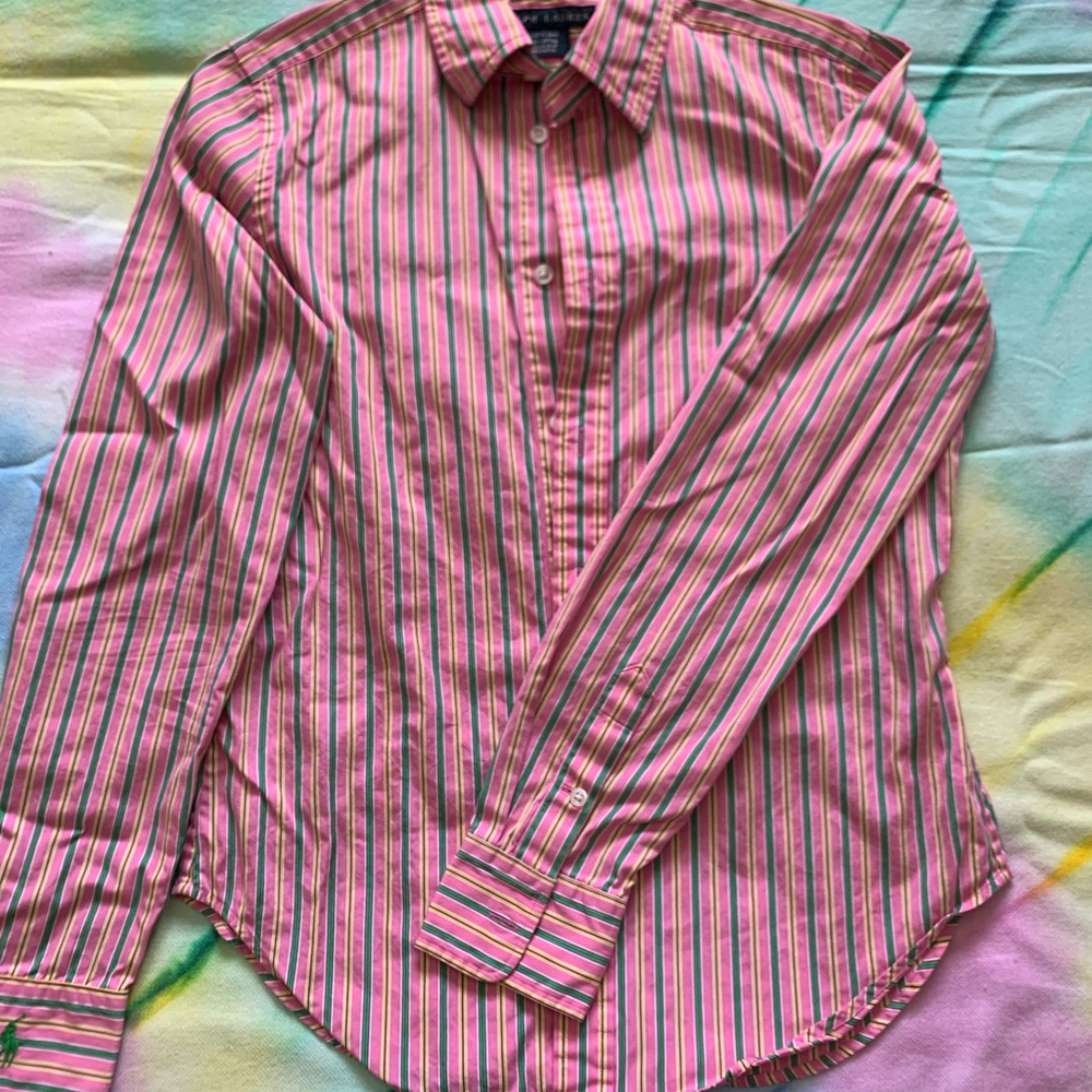 Pink, green and yellow button down